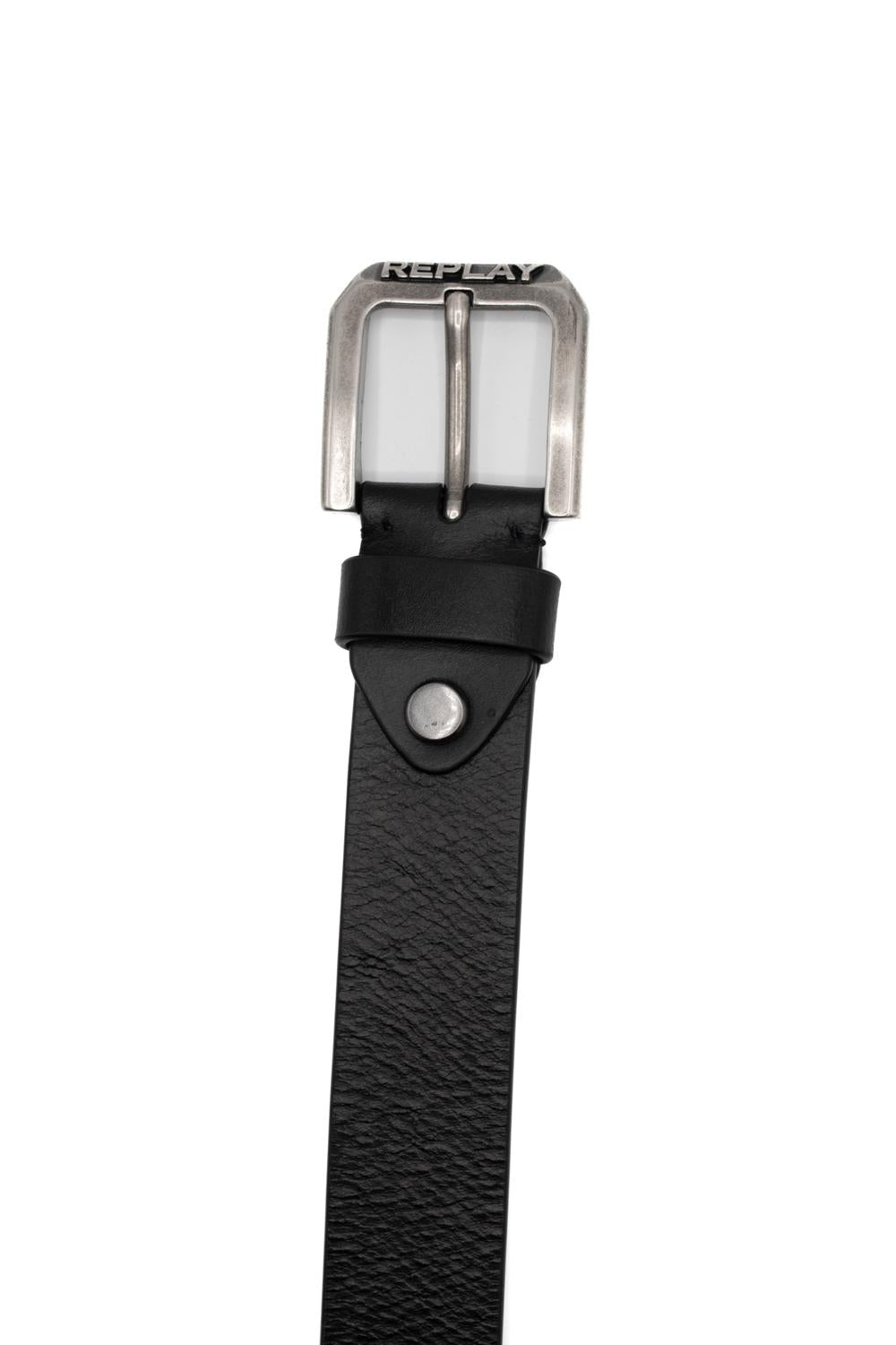 cintura in pelle uomo nera AM8028001A3000NERO REPLAY