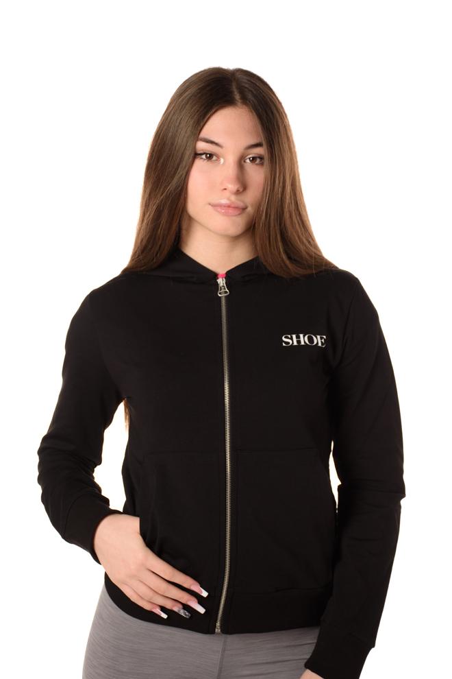 Felpa cappuccio con zip zana20023 donna nera S24ZANA20023NERO SHOE