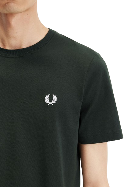 t-shirt jersey cotone uomo verde M1600NIGHT GREEN FRED PERRY