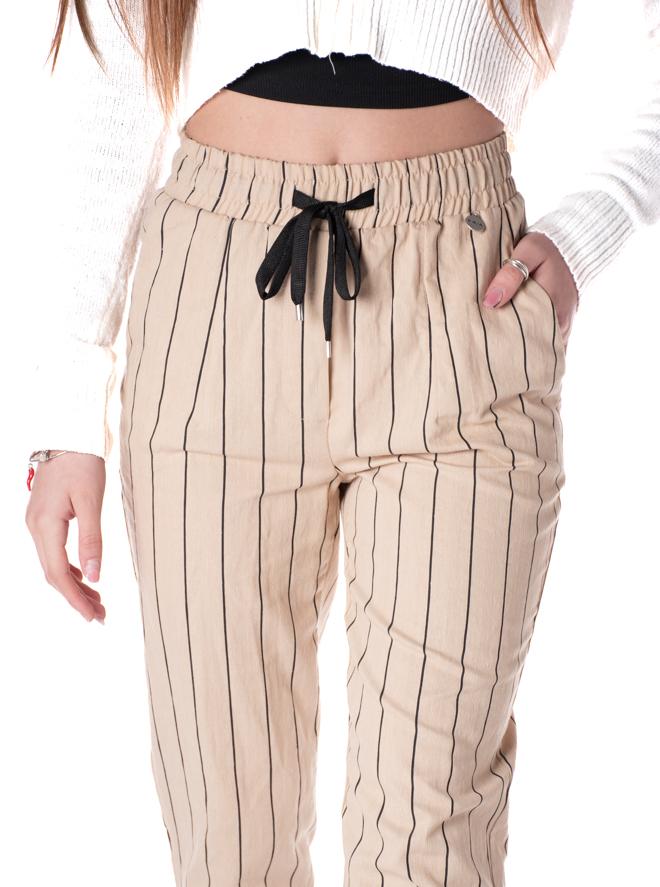 pantalone a righe donna beige W2440968BEIGE BERNA