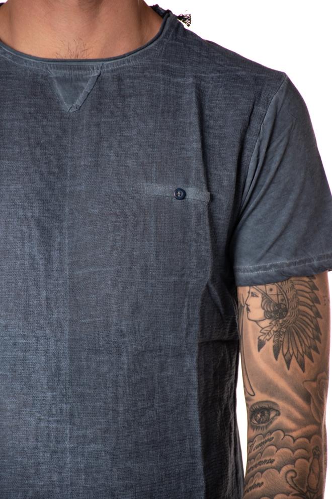 tshirt misto lino celeste uomo T02FRBLU TELAMIRA