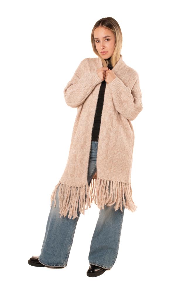 Cardigan Sfrangiato Donna TS.GAZAMBEIGE NUD