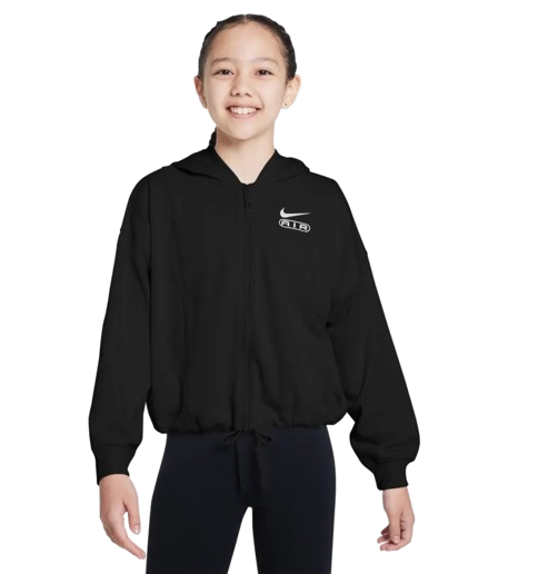 felpa cappuccio air bambina nera FN8615-010NERO NIKE