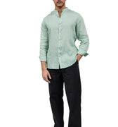 Camicia Coreana Lino Uomo 