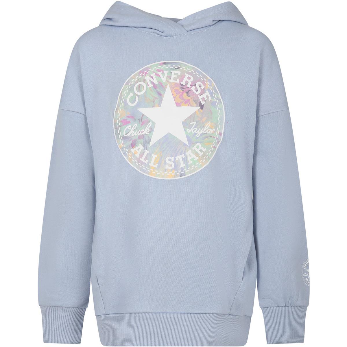 felpa logo bambina celeste 4CF476-GCRCELESTE CONVERSE