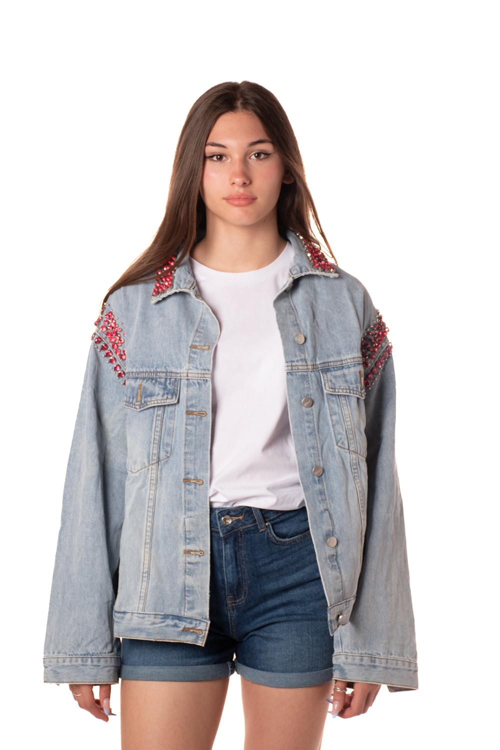 giacca denim swarosky donna celeste 8600CELESTE MONIQUE'