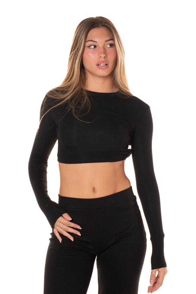 Tshirt M/L Crop Donna LC23460NERO LUMINA