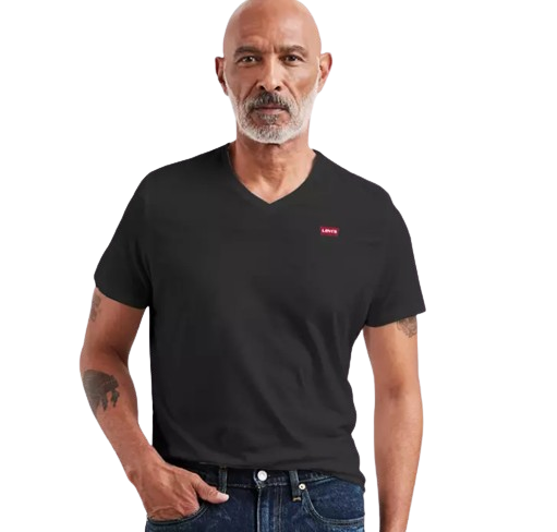 T-Shirt Scollo A V Uomo Nera 85641NERO LEVIS