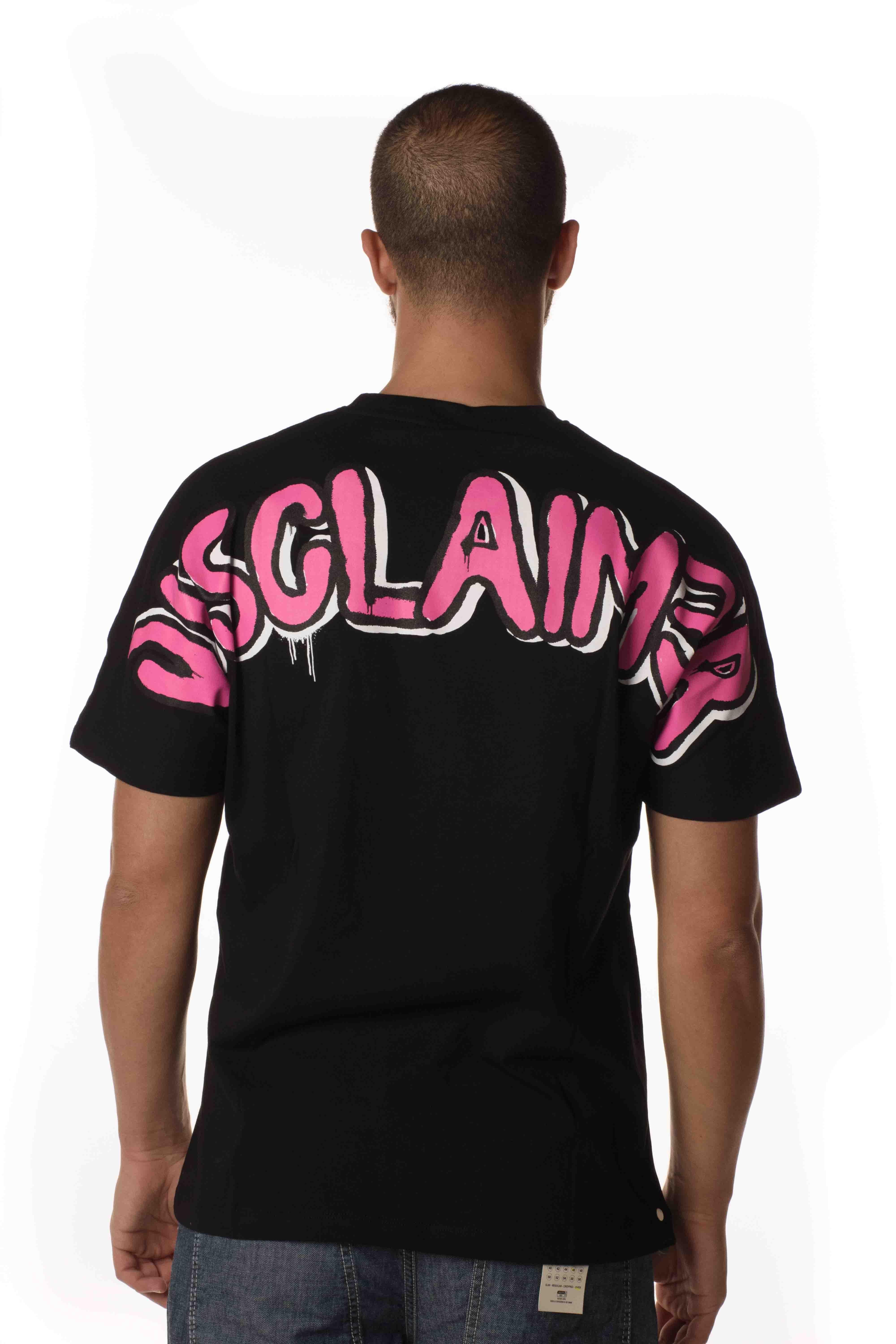 Disclaimer T-Shirt Logo Spalle Uomo 53403NERO FUXIA DISCLAIMER