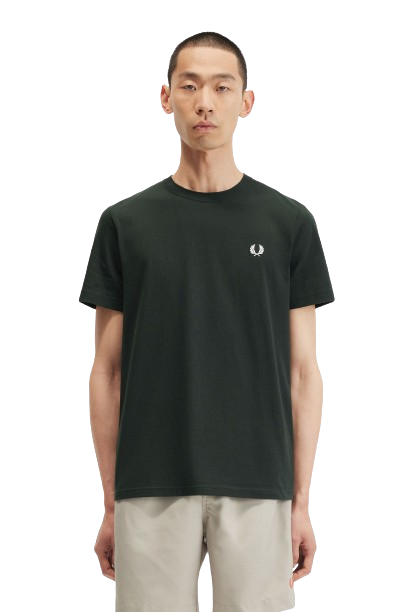 t-shirt jersey cotone uomo verde M1600NIGHT GREEN FRED PERRY