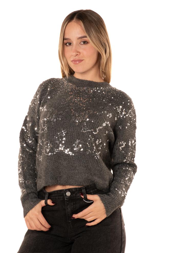 Pullover Paillettes Donna 15353230GRIGIO ONLY