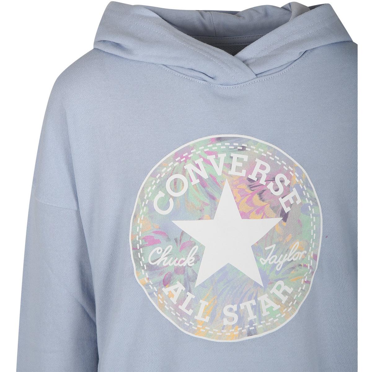 felpa logo bambina celeste 4CF476-GCRCELESTE CONVERSE