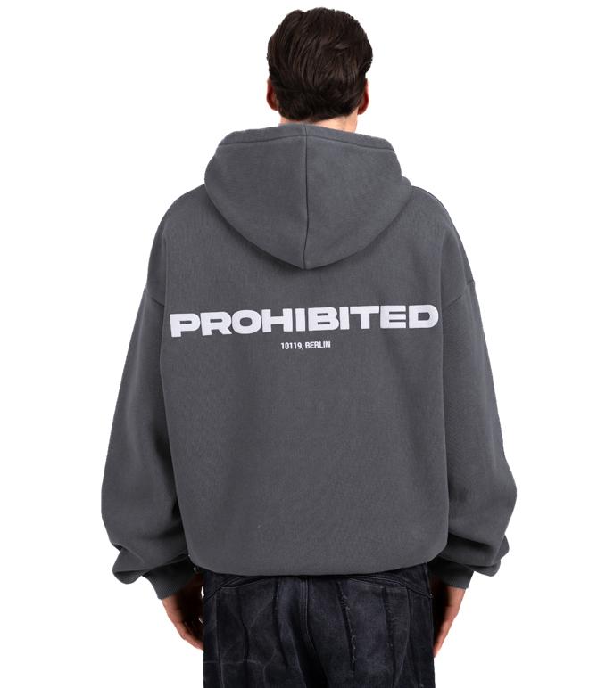 Felpa Zip Logo Uomo 10119ZIPHOODIEGRIGIO PROHIBITED