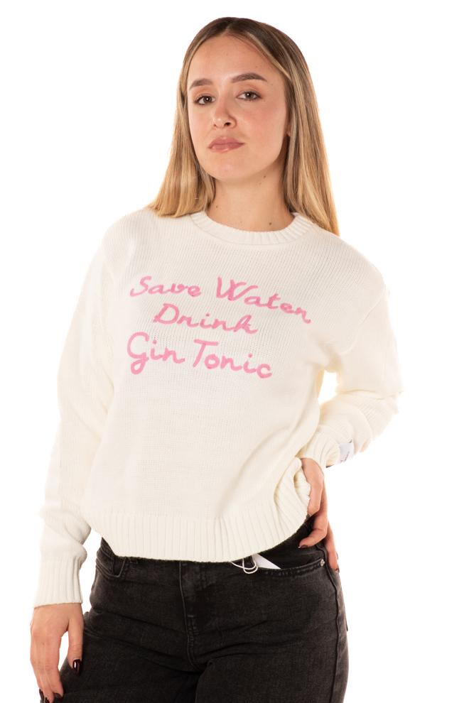 Pullover Save Water Donna AK5101BIANCO SUPERCULTURE