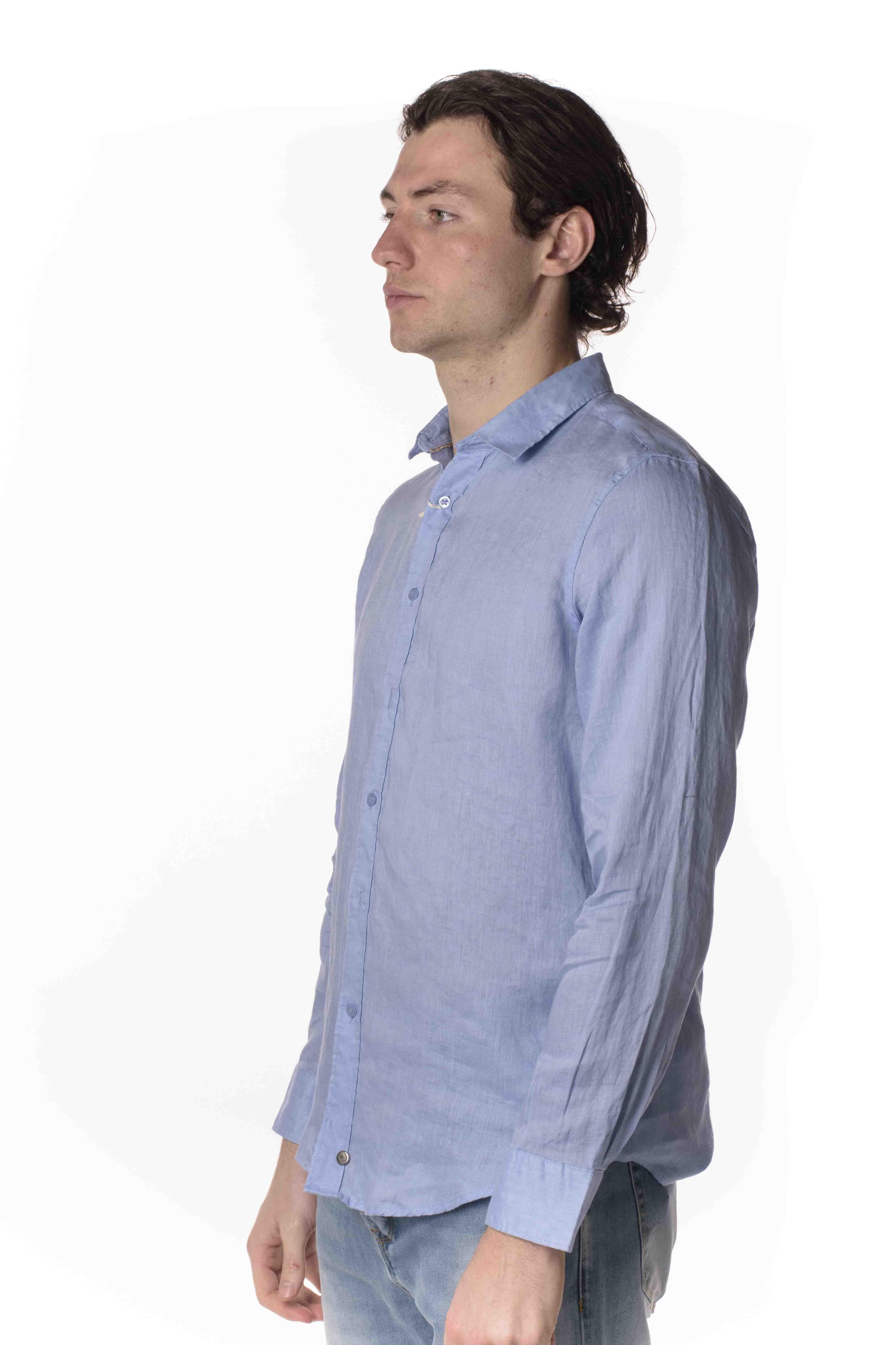 Gianni Lupo Camicia Lino Uomo GL7619S-S23CELESTE GIANNI LUPO