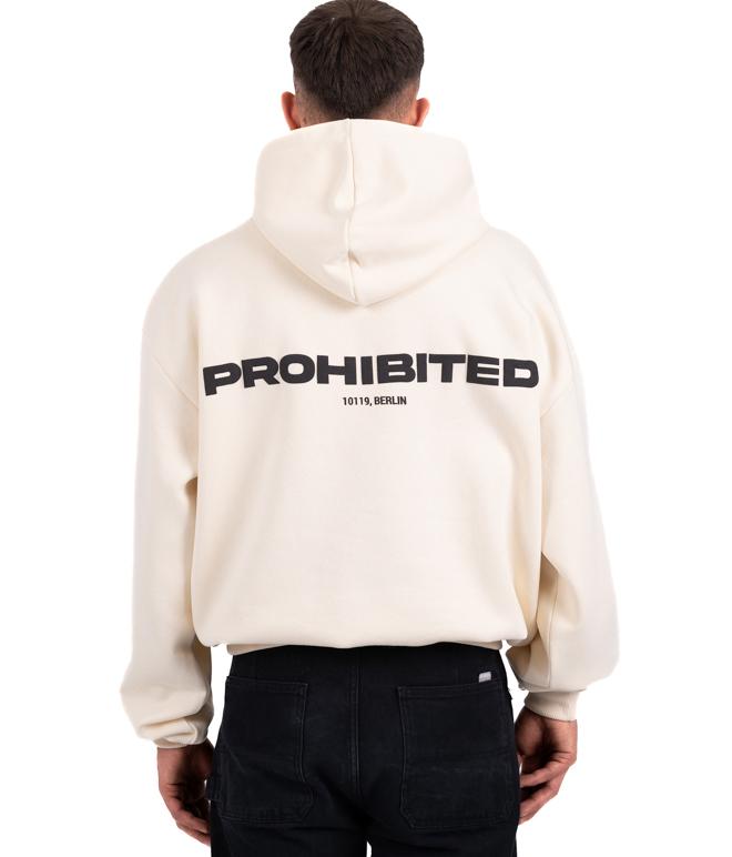felpa logo uomo crema HOODIECREMA PROHIBITED