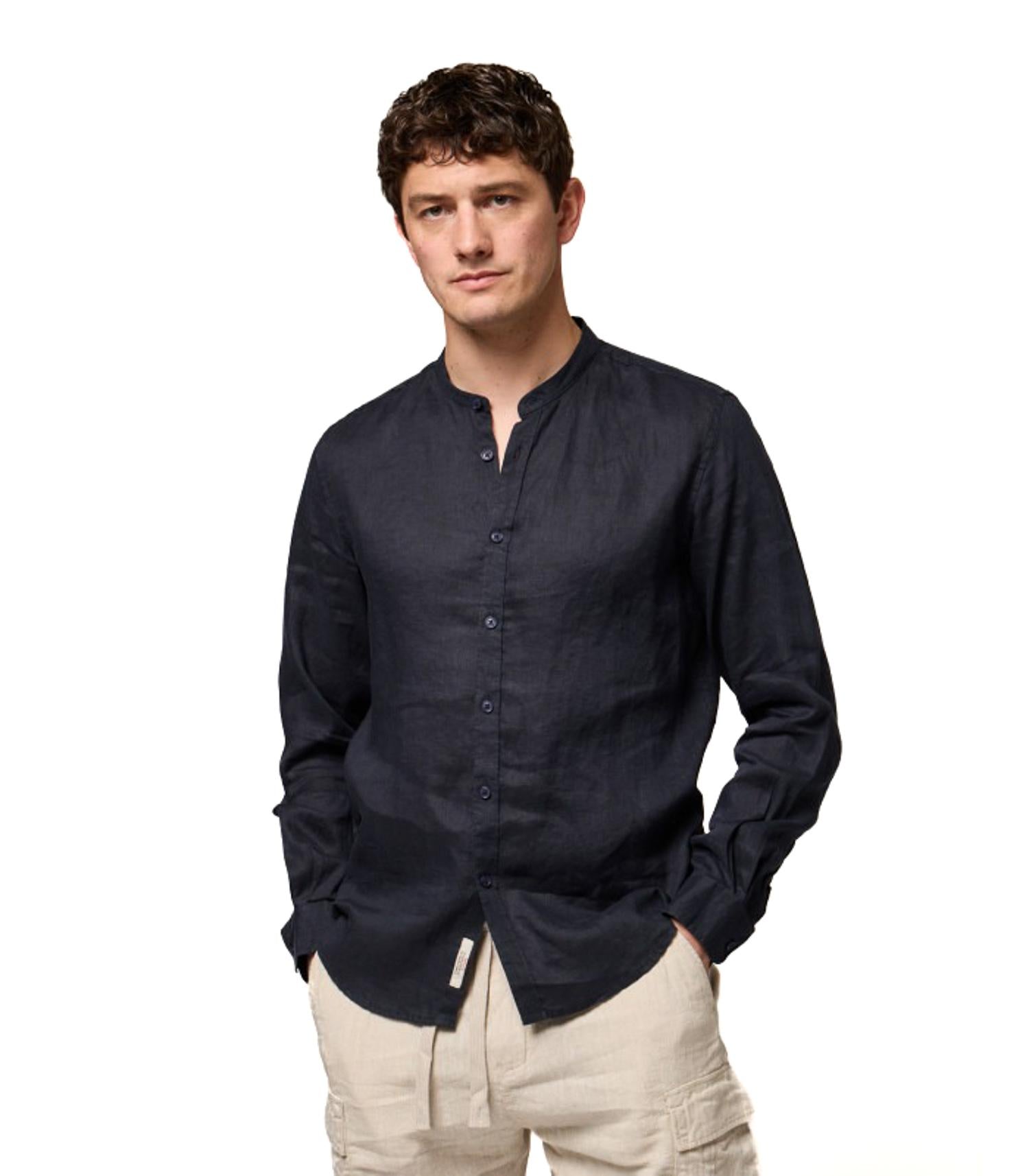 Camicia Coreana Lino Uomo 