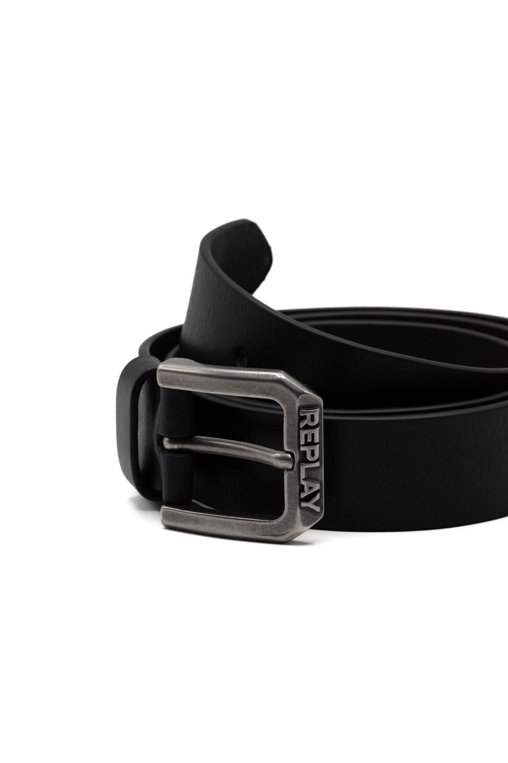 cintura in pelle uomo nera AM8028001A3000NERO REPLAY