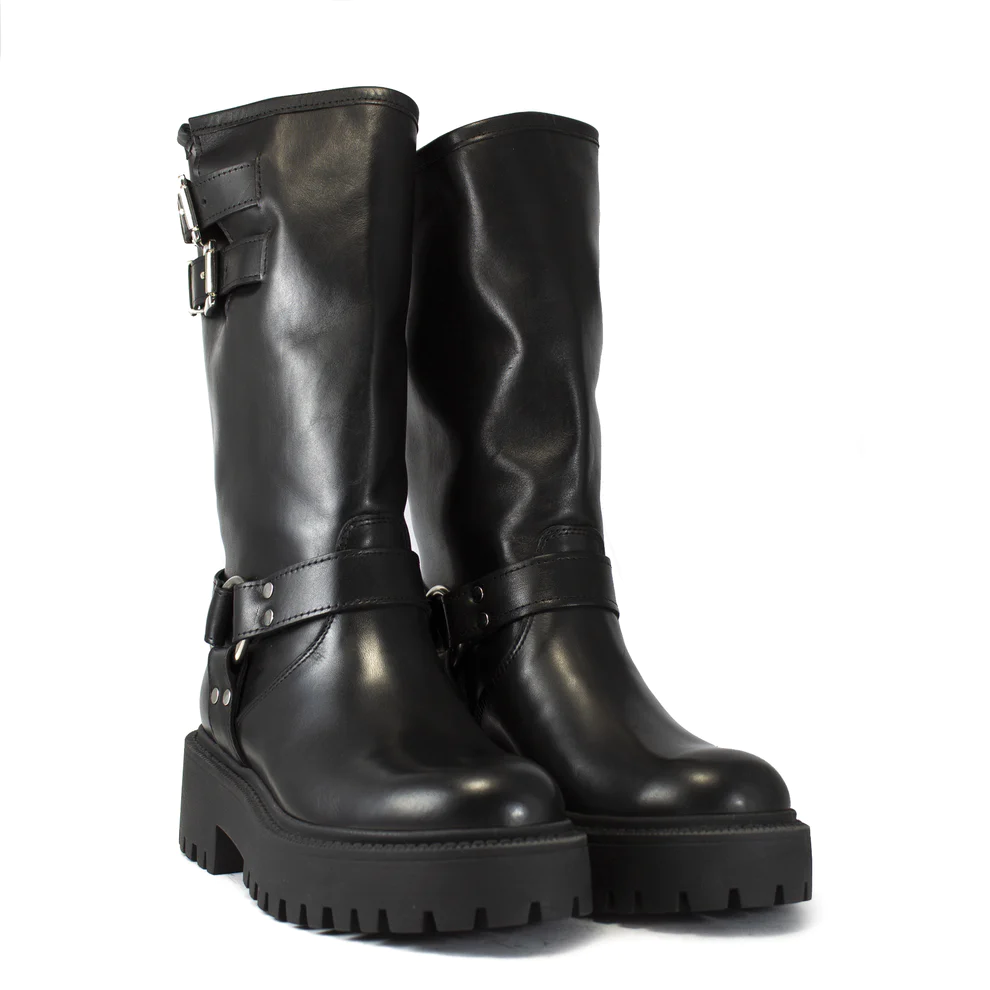 Stivale Biker Pelle Donna C50NEVNERO TEMY