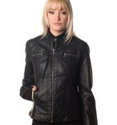 giacca biker ecopelle donna nero 