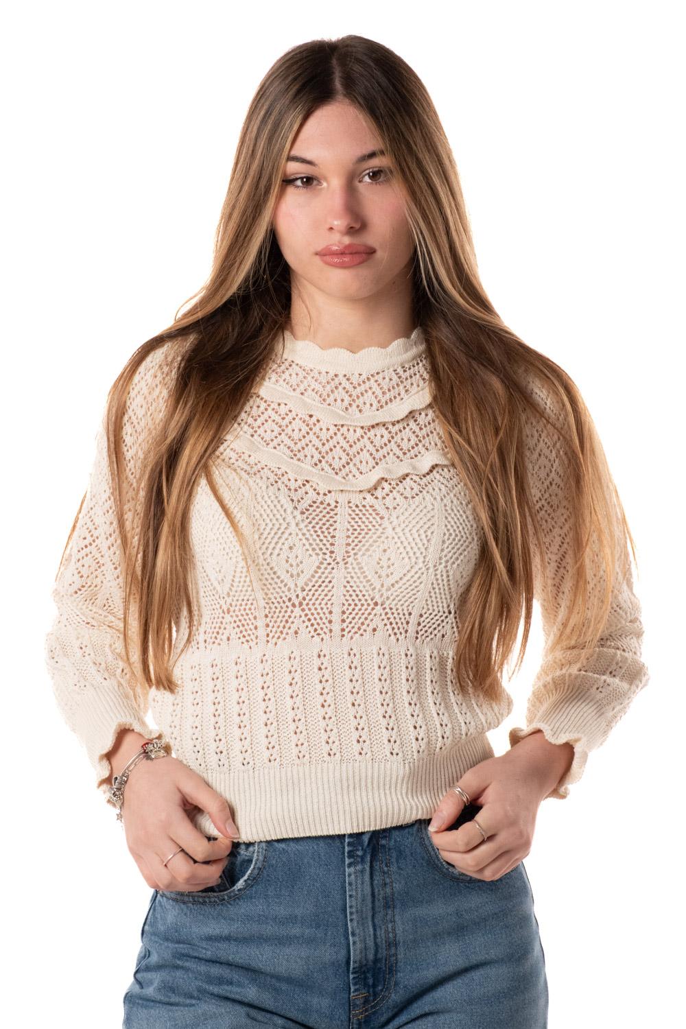 Maglia Punto Pizzo Donna MEV-N018BIANCO HAVEONE