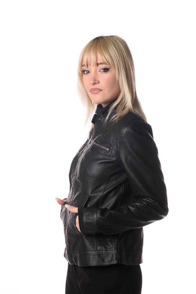 giacca biker ecopelle donna nero 