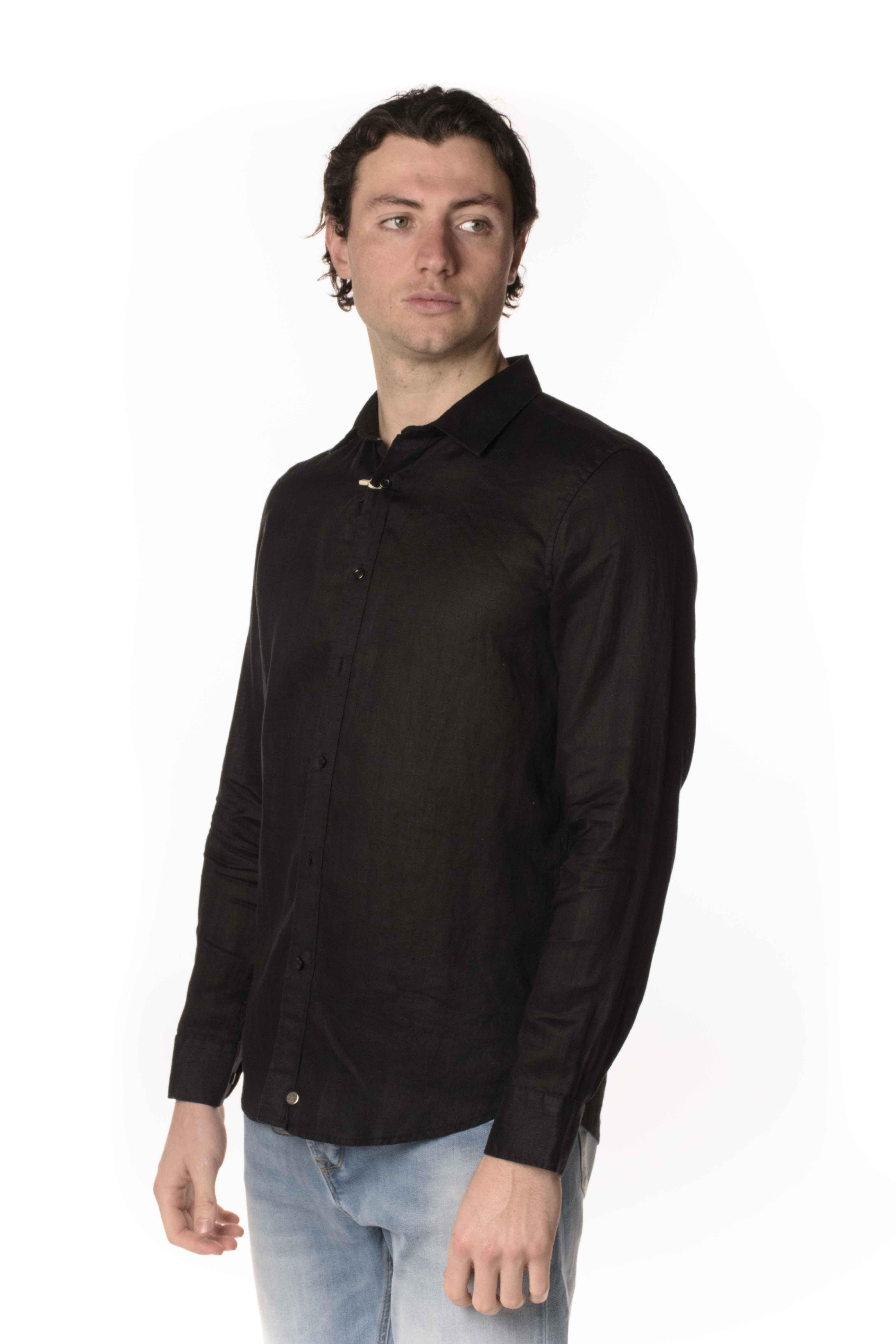 Gianni Lupo Camicia Lino Uomo GL7619S-S23NERO GIANNI LUPO