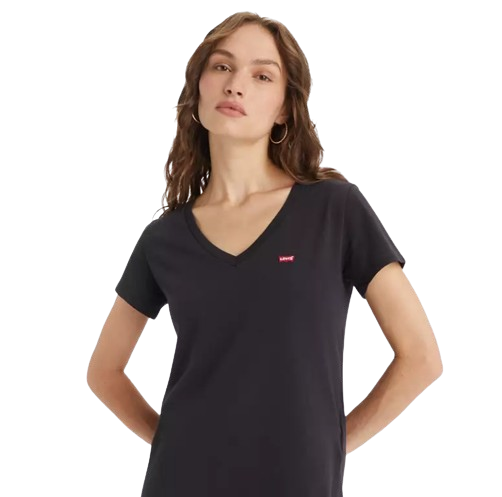 T-Shirt Scollo a V Donna Nera 85341NERO LEVIS