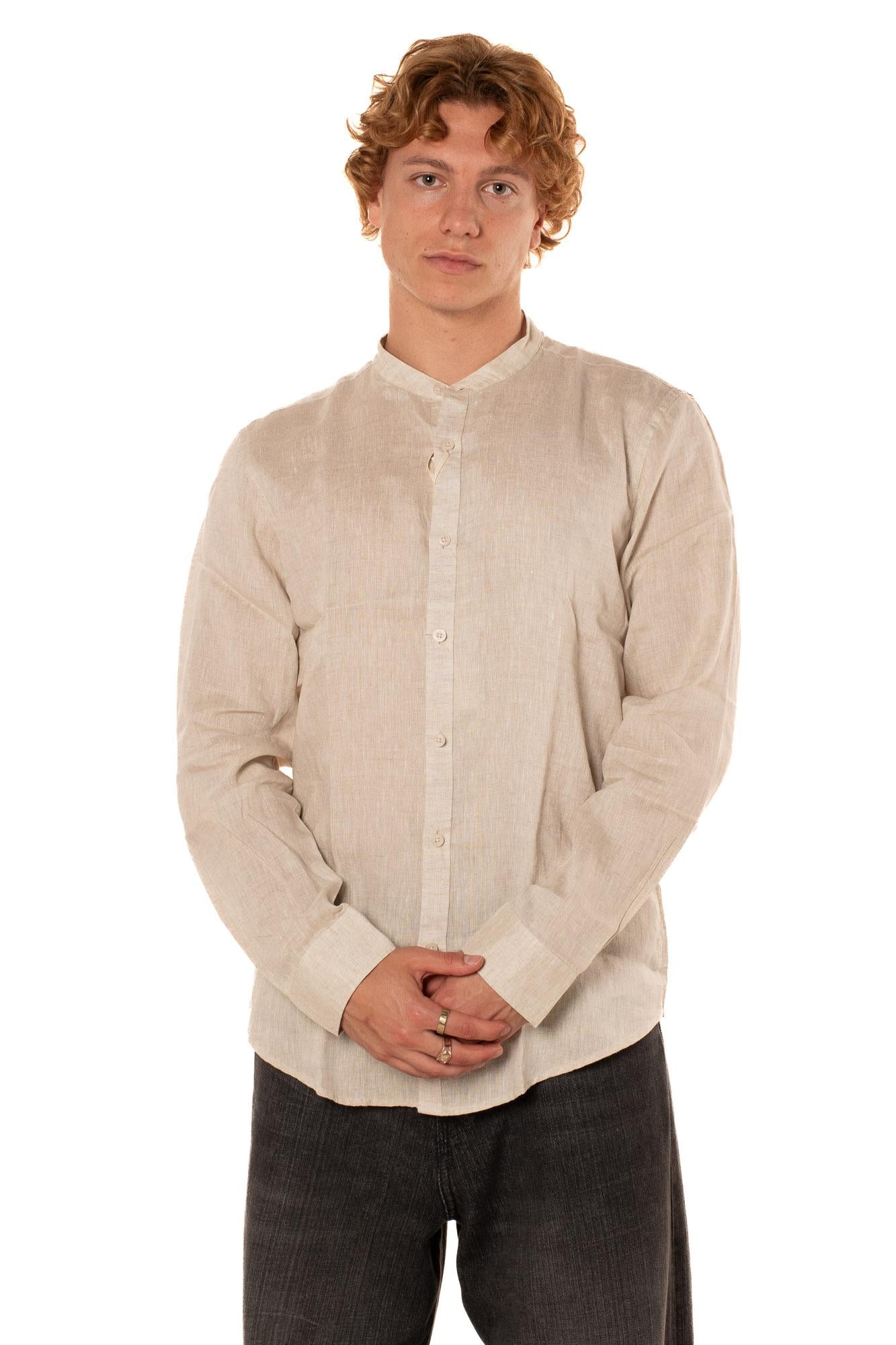 Camicia Coreana Lino Uomo 