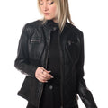 giacca biker ecopelle donna nero 