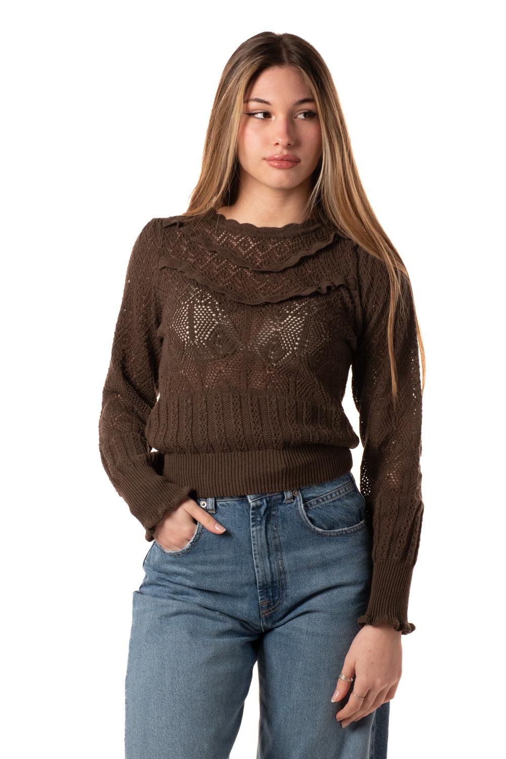 Maglia Punto Pizzo Donna MEV-N018MORO HAVEONE