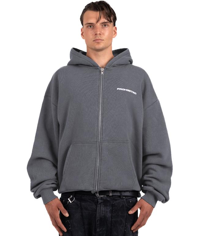 Felpa Zip Logo Uomo 10119ZIPHOODIEGRIGIO PROHIBITED