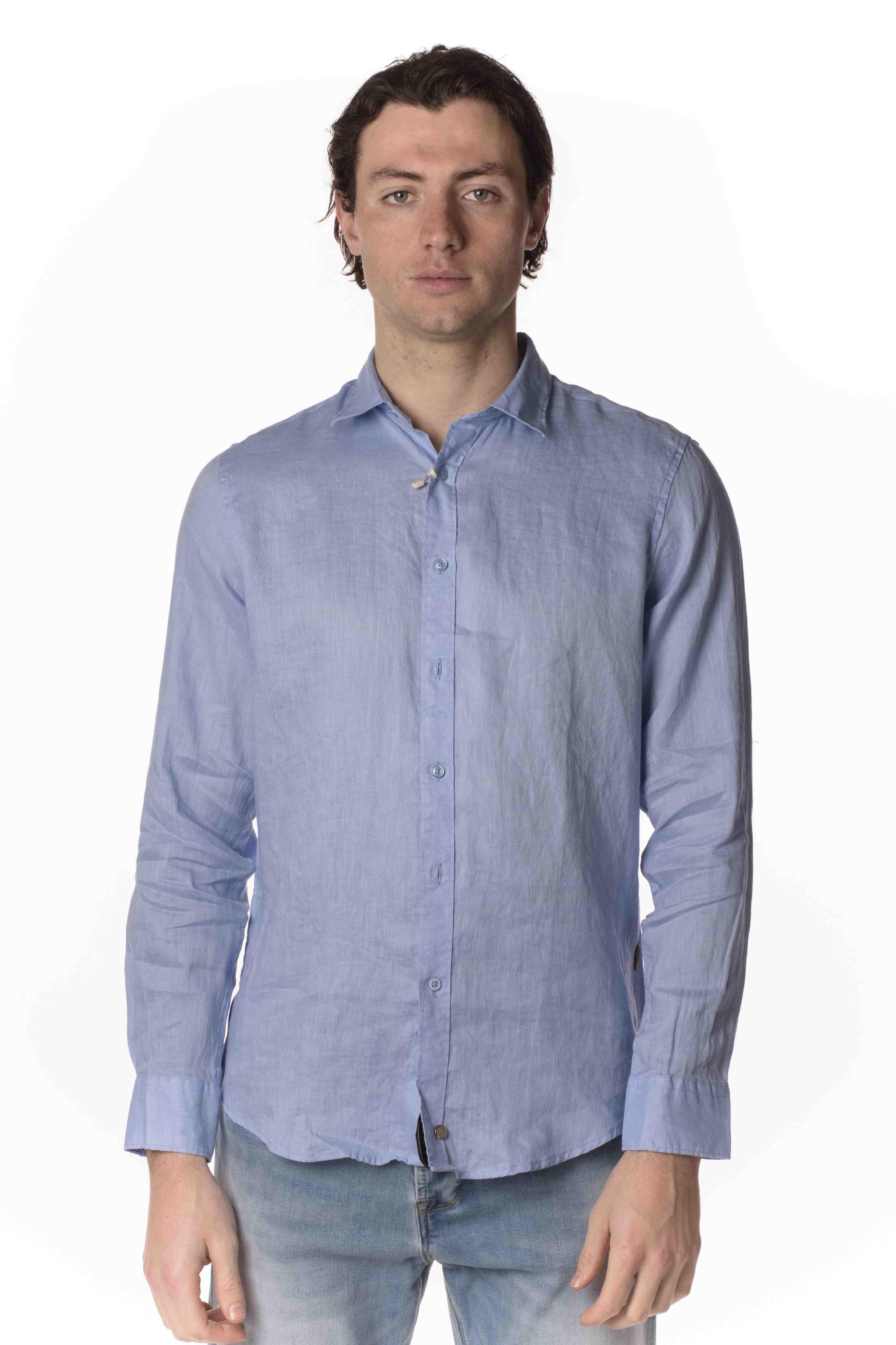 Gianni Lupo Camicia Lino Uomo GL7619S-S23CELESTE GIANNI LUPO