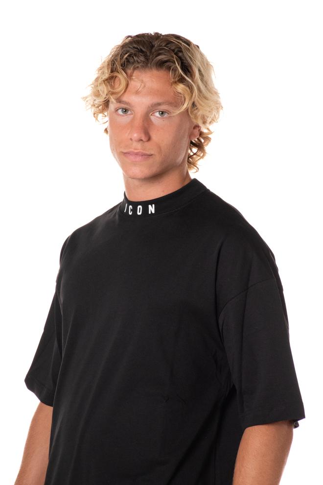 Tshirt Mockneck Uomo T007NERO ICON
