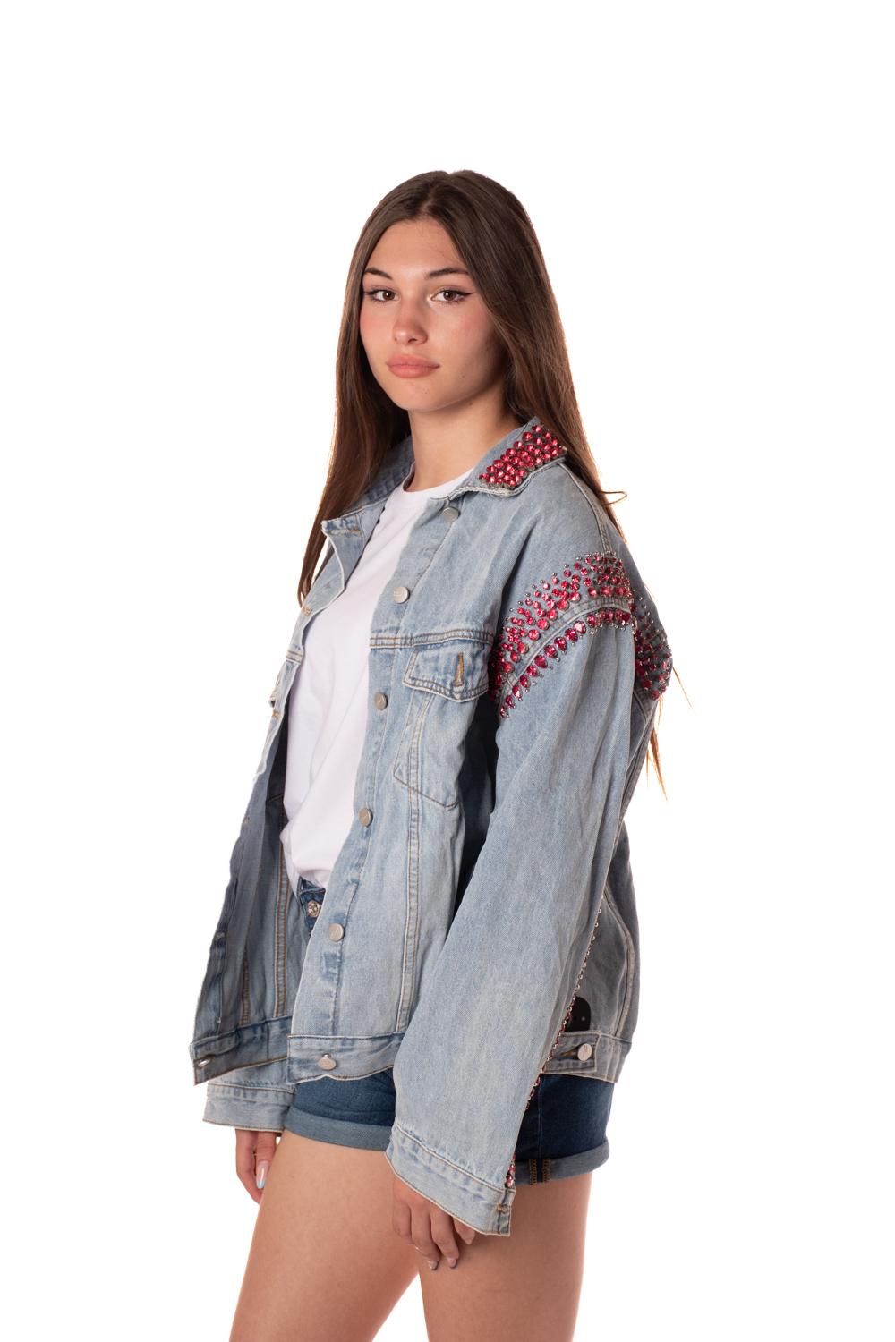 giacca denim swarosky donna celeste 8600CELESTE MONIQUE'