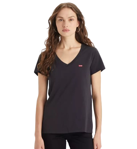 T-Shirt Scollo a V Donna Nera 85341NERO LEVIS