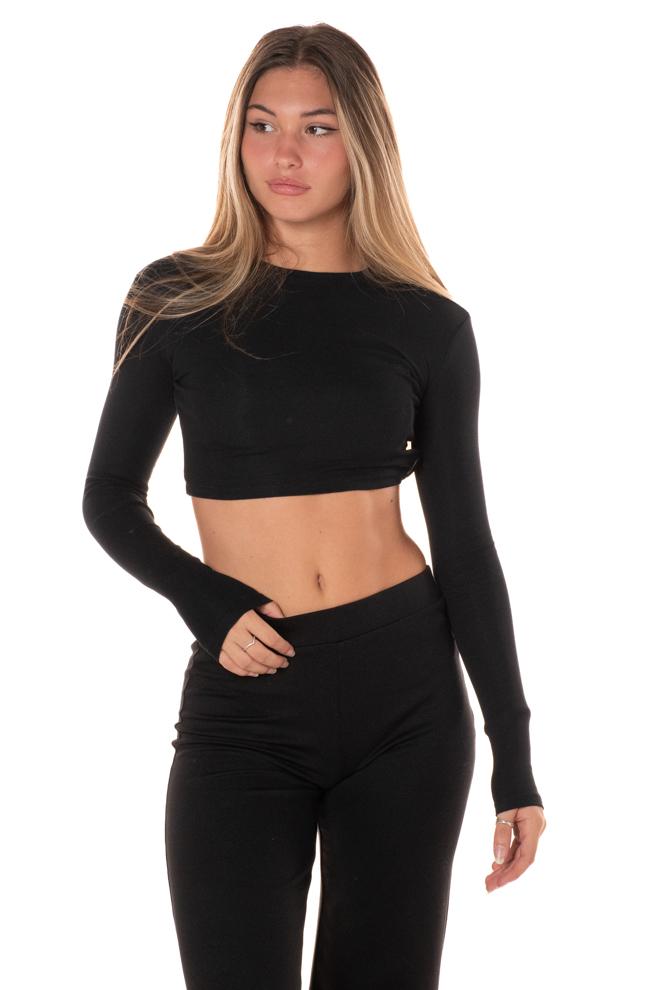 Tshirt M/L Crop Donna LC23460NERO LUMINA