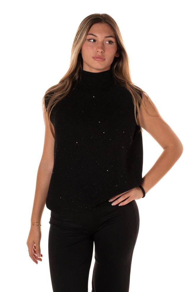 Maglione Smanicato Donna LNC-P001NERO HAVEONE