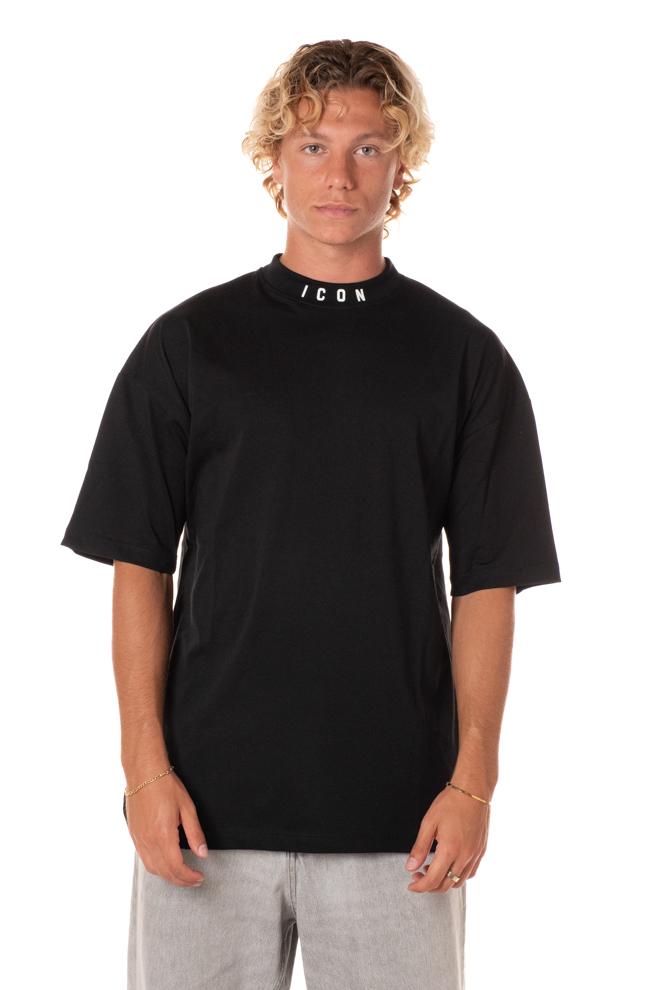 Tshirt Mockneck Uomo T007NERO ICON
