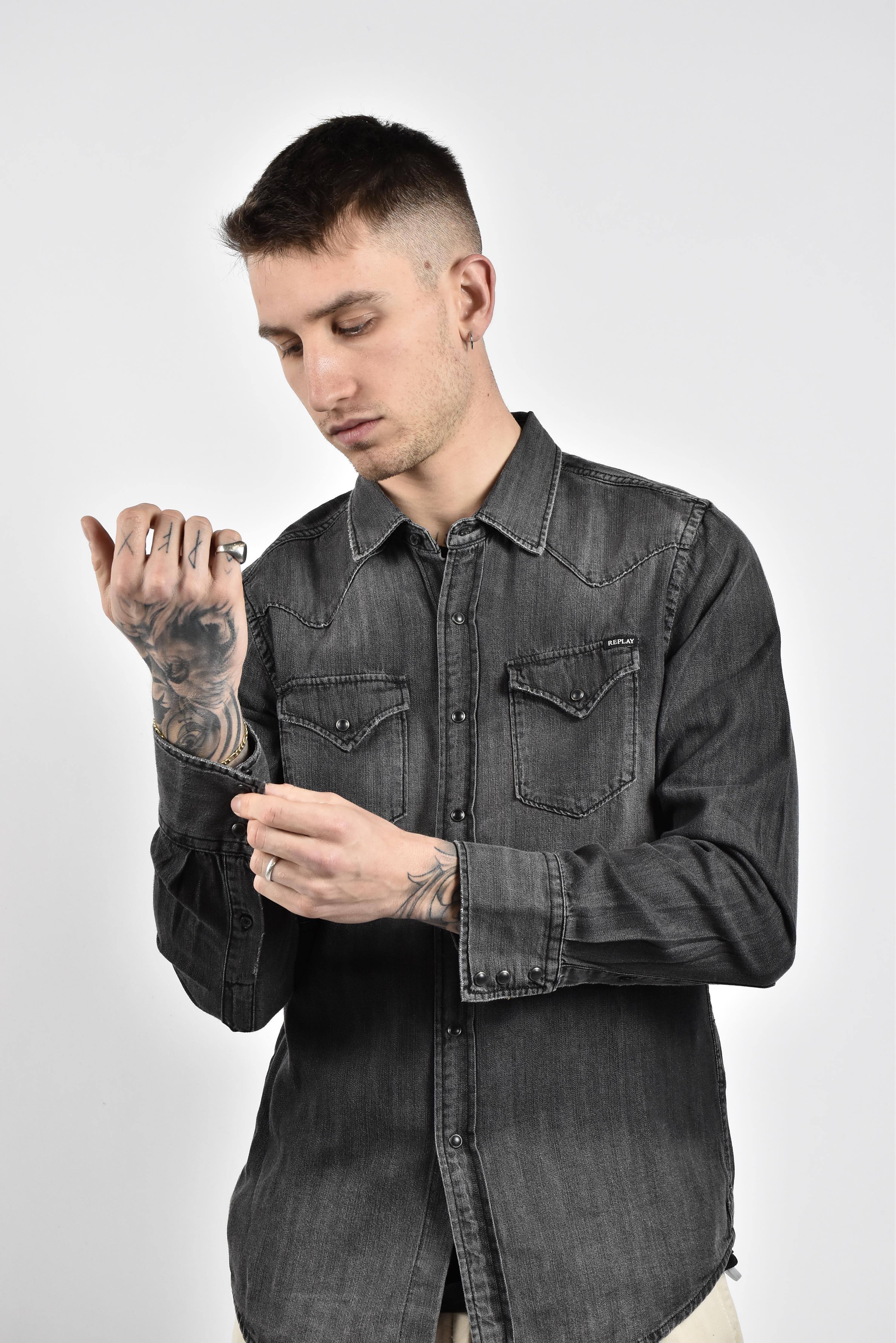 REPLAY CAMICIA JEANS GREY M4860Z.000GRY REPLAY