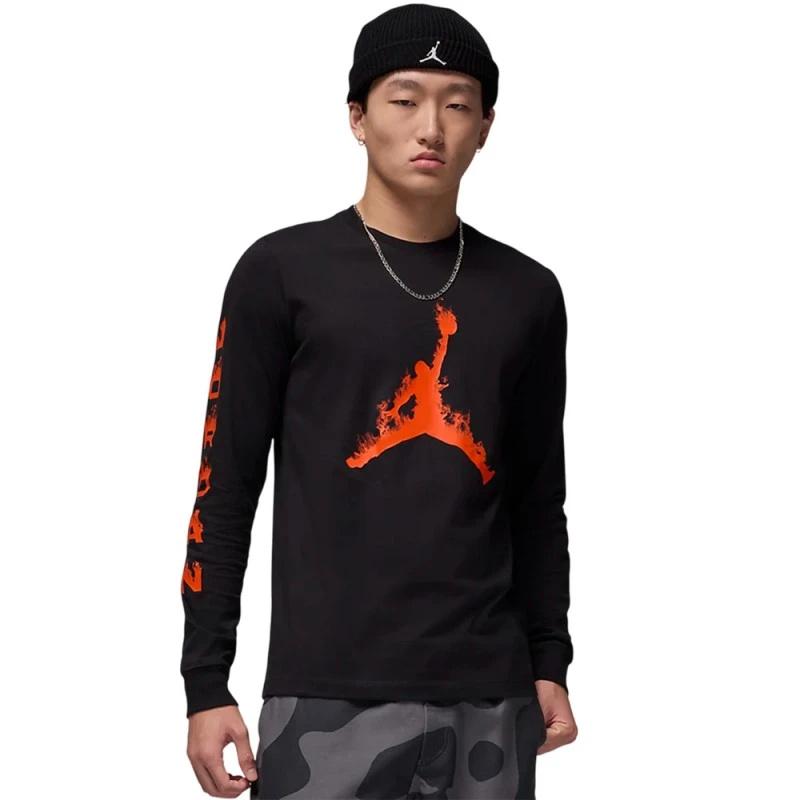 Tshirt Manica Lunga Flame Bambino 95D477NERO JORDAN