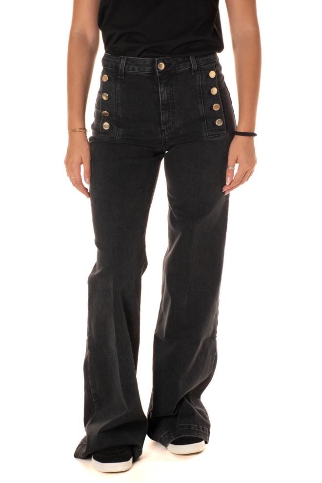 Jeans Wide Button Donna 