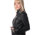 giacca biker ecopelle donna nero 