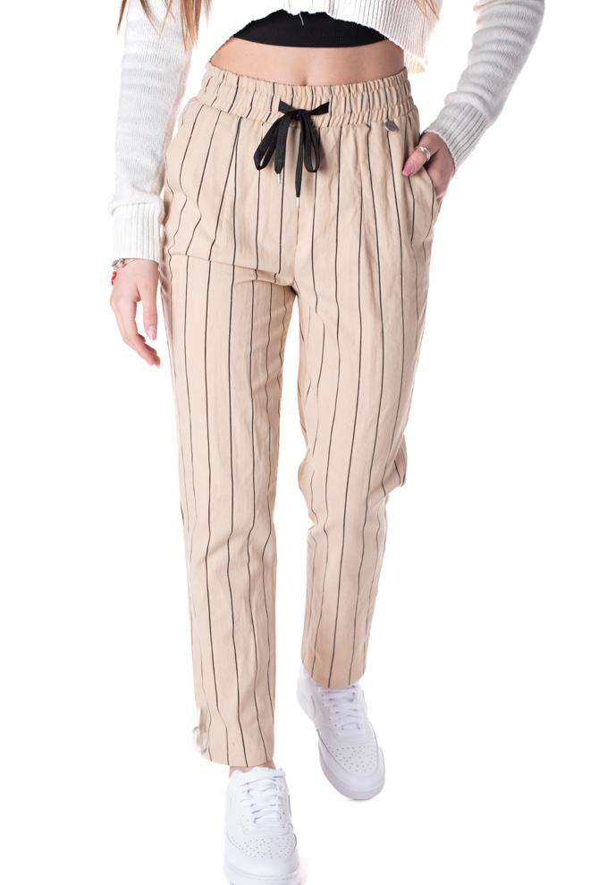 pantalone a righe donna beige W2440968BEIGE BERNA